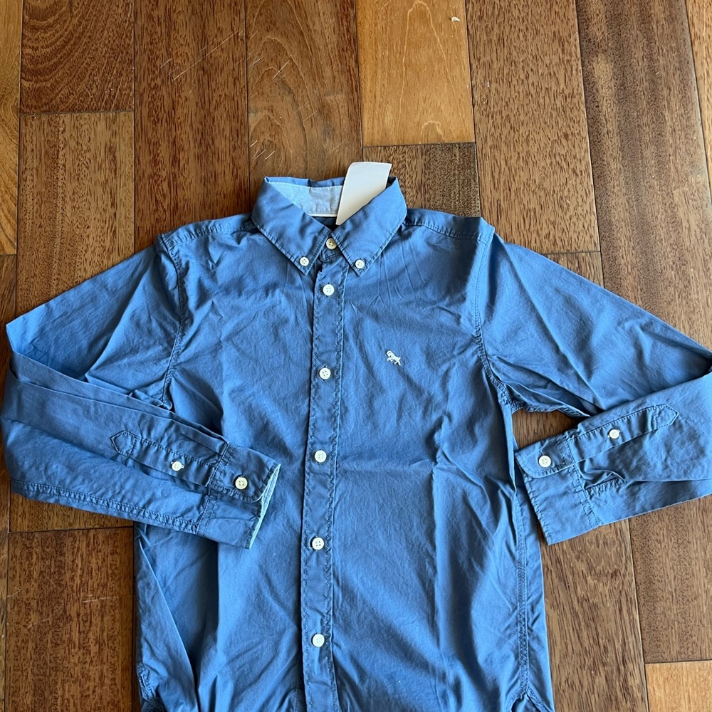 H&M boys’ Casual Blue Button-Down Shirt